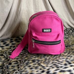 Ragged Hot Pink Mini Backpack Crossbody